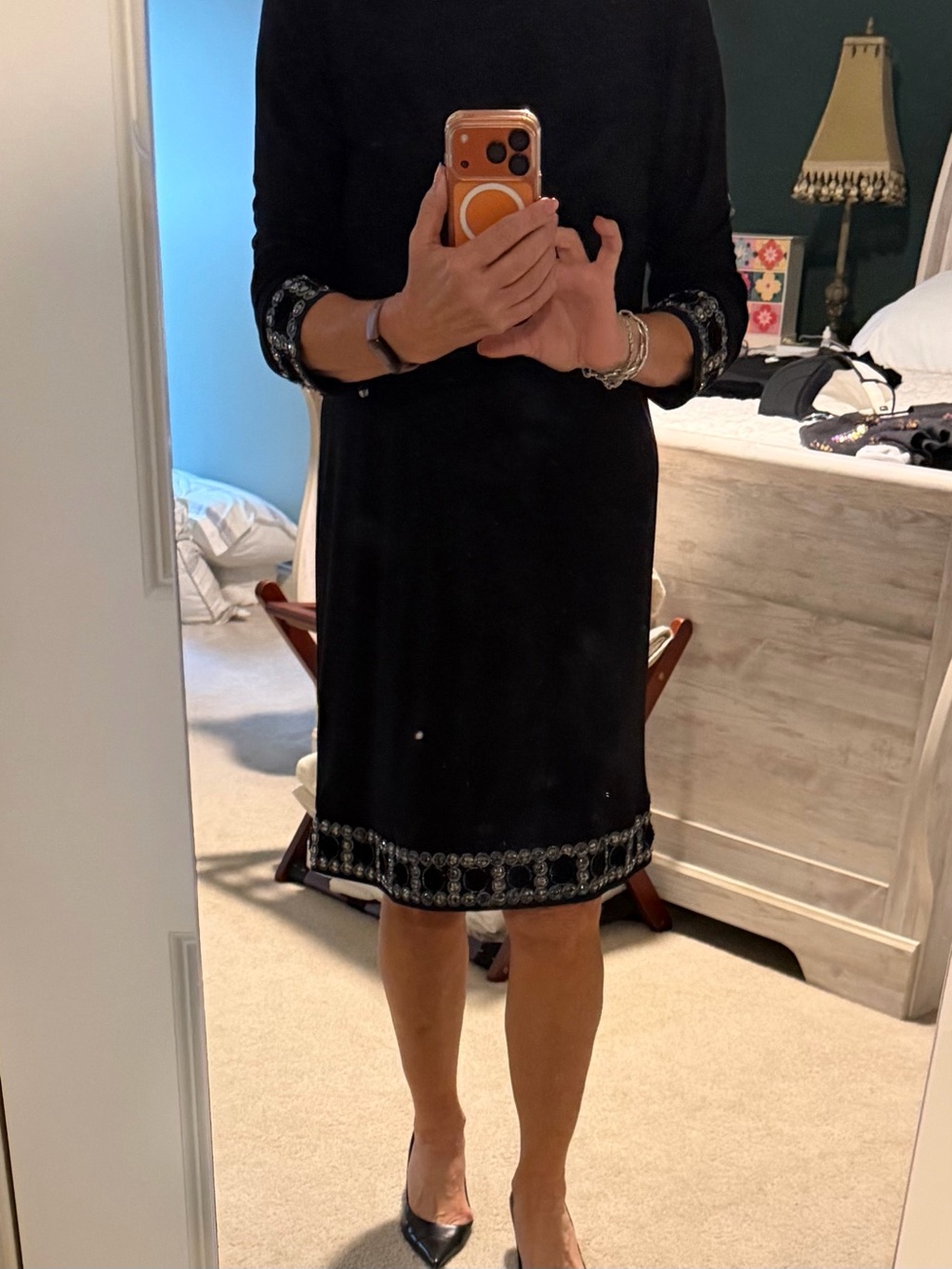 Tiana B. Black Embroidered Shift Dress